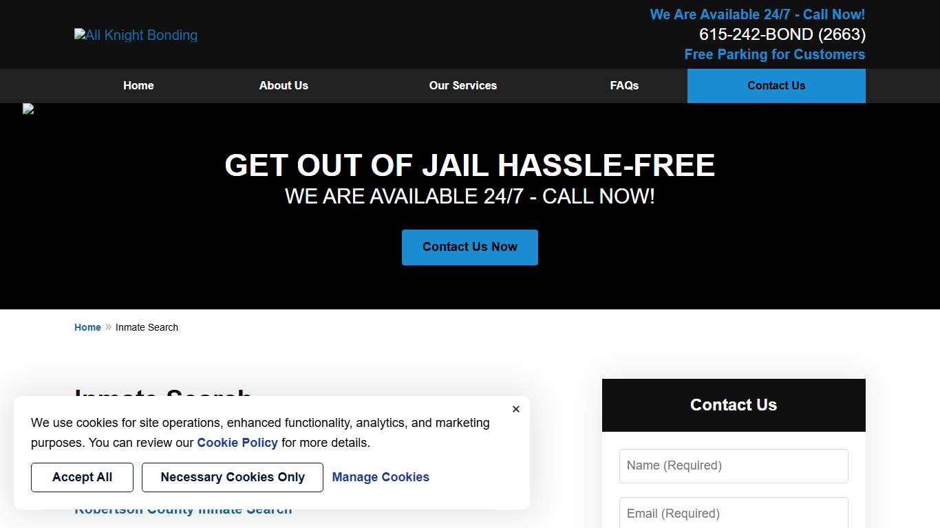 Inmate Search | Nashville Bail Bonds All Knight Bonding